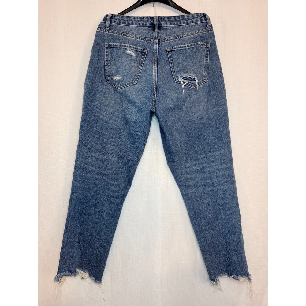 Vervet VT1151 High Rise Distressed Mom Jeans Raw Hem 100% Cotton Denim Womens 29 - Picture 2 of 9